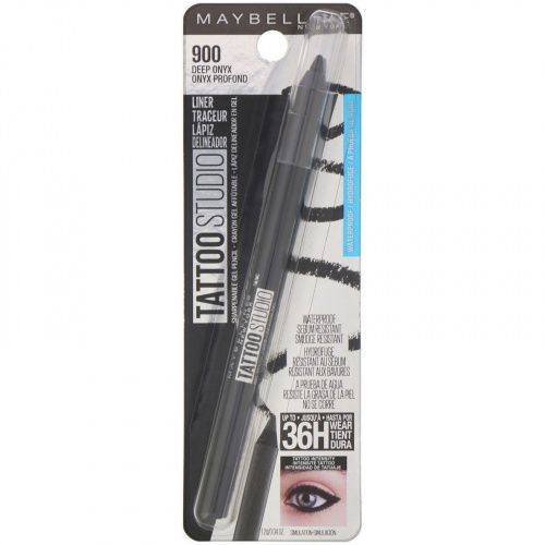 Maybelline, Гелевый карандаш для глаз TattooStudio, 900 угольно-черный, 12 г