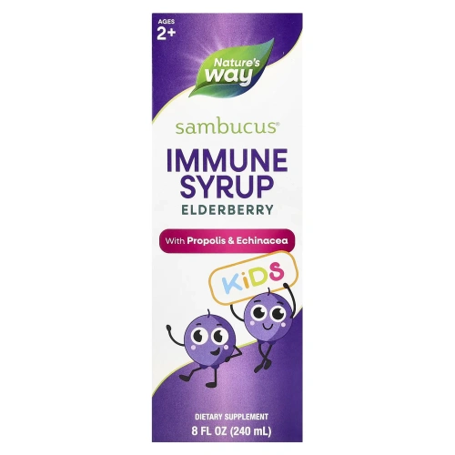 Nature's Way, Sambucus® Kids, сироп для иммунитета из бузины с прополисом и эхинацеей, для детей от 2 лет, 240 мл (8 жидк. унции)й)