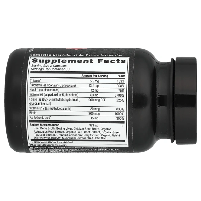 Ancient Nutrition, комплекс витаминов группы B, 60 капсул