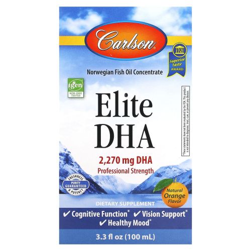 Carlson Labs, Elite DHA, Orange Flavor, 3.3 fl oz (100 ml)
