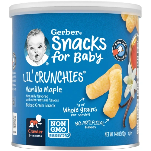 Gerber, Lil' Crunchies, палочки для малышей от 8 месяцев, ваниль и клен, 42 г (1,48 унции)