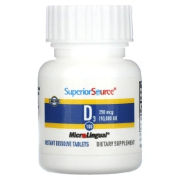 Superior Source, D3, дополнительная силы, микролингвальный, 10000 МЕ, 100 таблеток