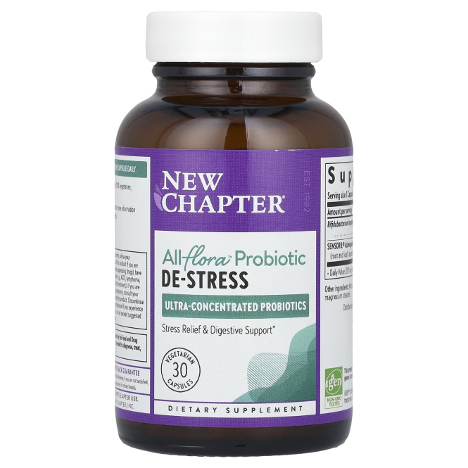 New Chapter, All-Flora ™, пробиотик, дестресс, 30 вегетарианских капсул