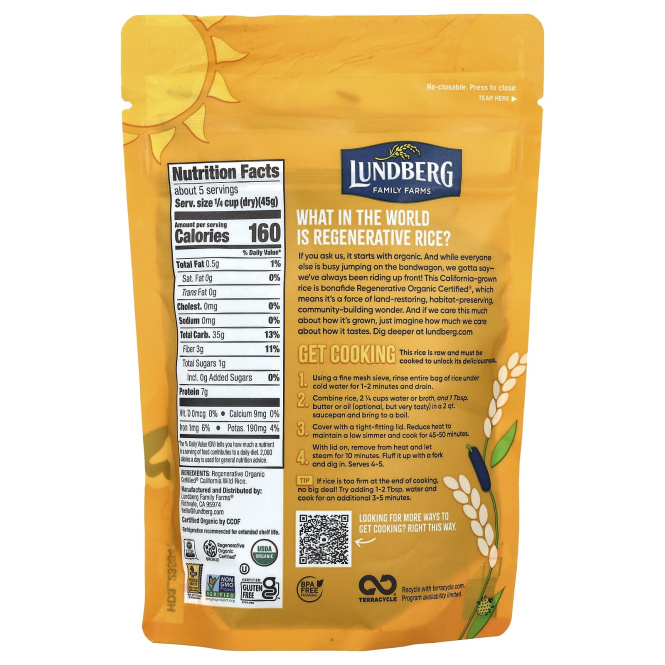 Lundberg, Органический дикий рис, 8 унций (227 г)