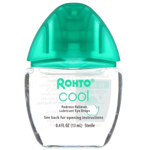 Rohto, Охлаждающие глазные капли, двойной эффект, уменьшение покраснения и сухости, 13 мл (0,4 жидк. унции)