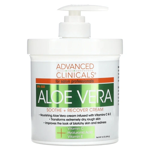 Advanced Clinicals, Aloe Vera, Soothe + Recover Cream, 16 oz (454 g)