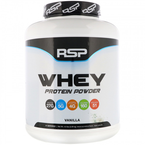 RSP Nutrition, Сывороточный протеин в виде порошка, ваниль 4,6 фунта (2,09 кг)