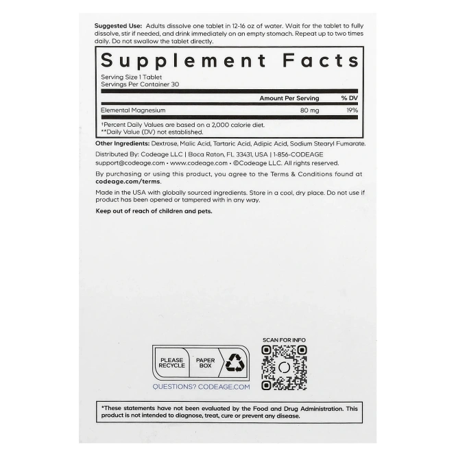 Codeage, Молекулярный водород, без добавок, 30 шипучих таблеток