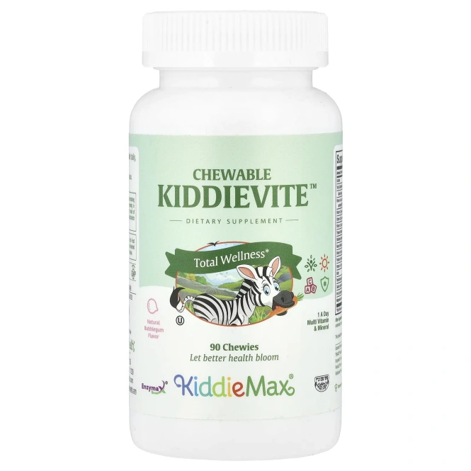 Maxi Health, KiddieMax®, жевательная резинка Kiddievite ™, натуральная жевательная резинка, 90 жевательных таблеток