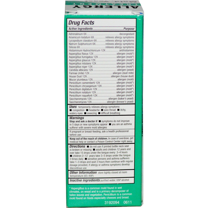 NatraBio, bioAllers, лечение аллергии, плесень, дрожжи и пыль, 1 жидкая унция (30 мл)