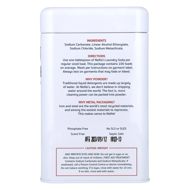 Nellie's, Сода для стирки, 100 загрузок, 3,3 фунта (1,5 кг)