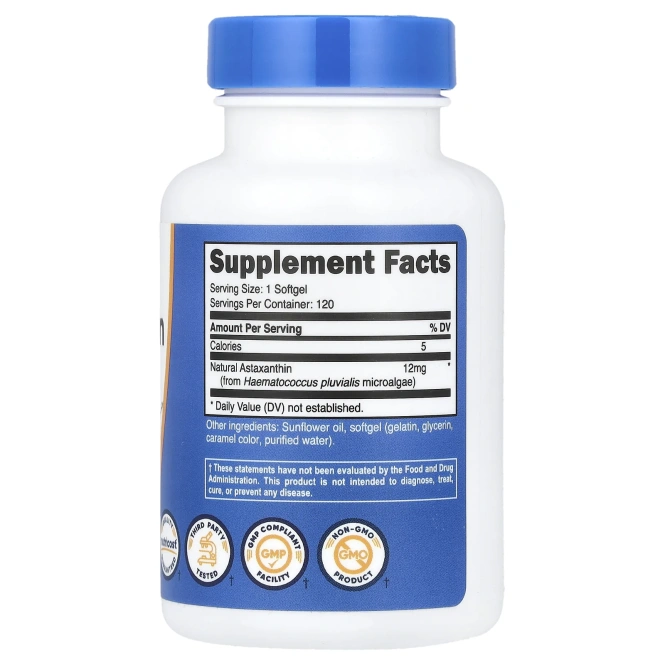 Nutricost, Астаксантин, 12 мг, 120 мягких таблеток