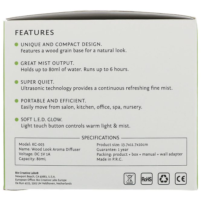 BCL, Be Care Love, Ультразвуковой увлажнитель воздуха, 1 увлажнитель