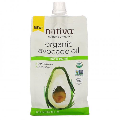Nutiva, органическое масло авокадо, 100% чистый продукт, 355 мл (12 жидк. унций)
