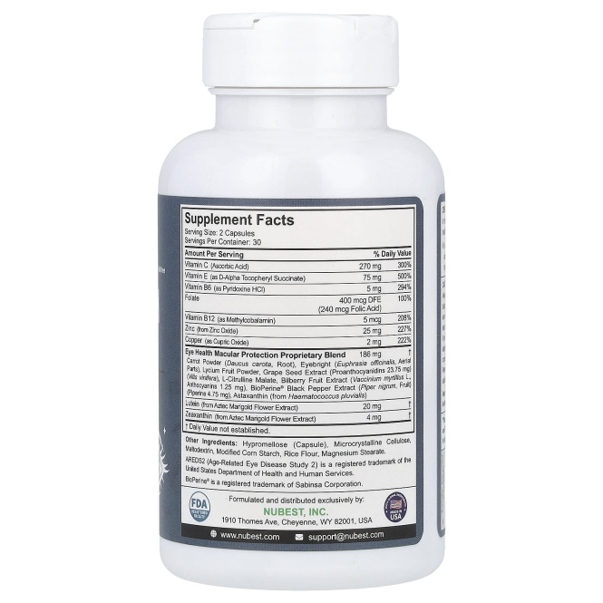 NuBest, Здоровье глаз с AREDS2 Nutrients, 60 вегетарианских капсул