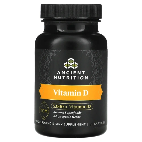 Ancient Nutrition, витамин D, 5000 МЕ, 60 капсул