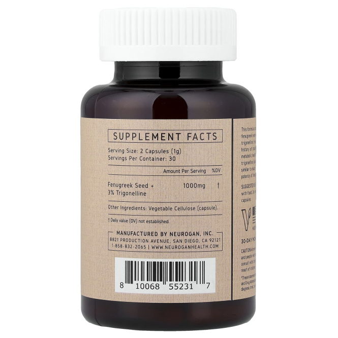 Neurogan Health, семена пажитника и 3% тригонеллина, 60 капсул (500 мг в 1 капсуле)