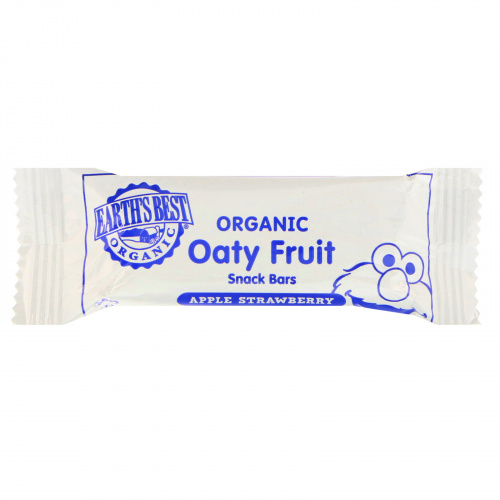 Earth's Best, Sesame Street, Organic Oaty Fruit Snack Bars, Apple Strawberry, 5 Bars, 0.88 oz (25 g) Each