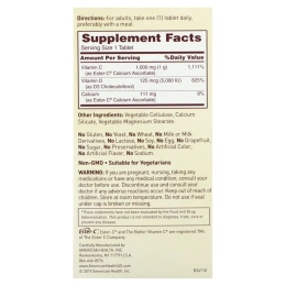 American Health, Эстер-C с D3, оздоровительный комплекс для костей и иммунитета, 1000 мг / 5000 МЕ, 60 вегетарианских таблеток