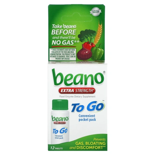 Beano, To Go, повышенная сила действия, 12 таблеток