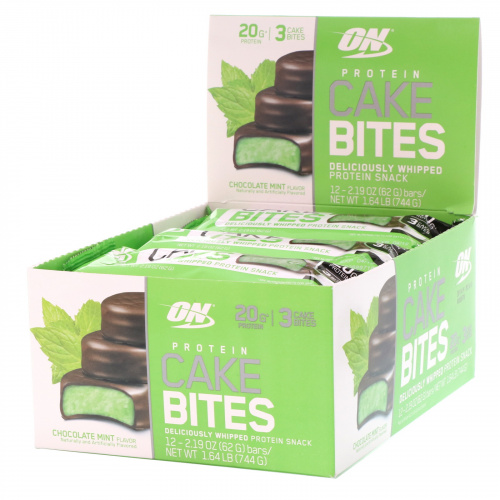 Optimum Nutrition, Protein Cake Bites, Chocolate Mint, 12 Bars, 2.19 oz (62 g)