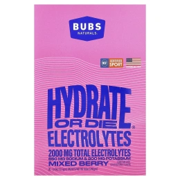 BUBS Naturals, Hydrate or Die®, смесь для приготовления электролитического напитка, со вкусом ягодного ассорти, 20 пакетиков по 12,3 г (0,43 унции)