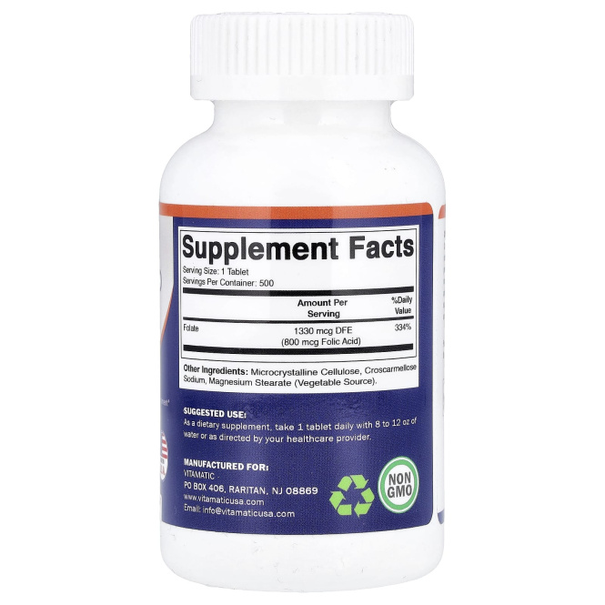 Vitamatic, фолиевая кислота, 800 мкг, 500 таблеток