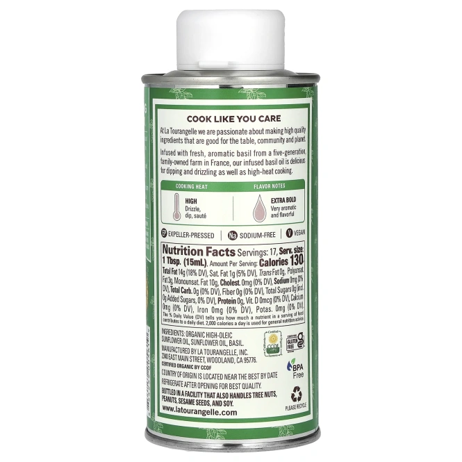 La Tourangelle, базиликовое масло, 250 мл (8,45 жидк. унции)