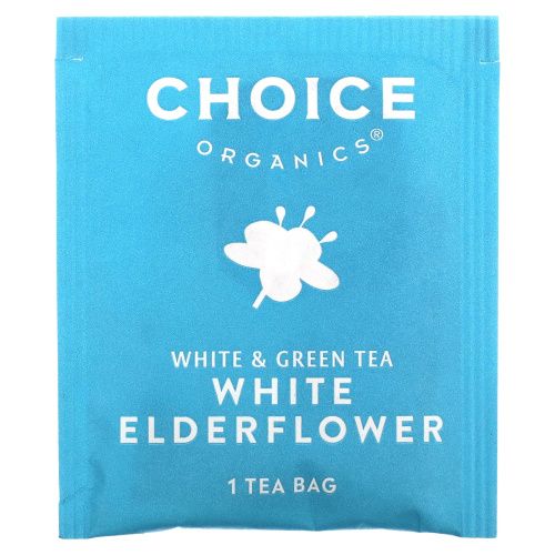 Choice Organic Teas, Белый и зеленый чай, белая бузина, 16 чайных пакетиков, 24 г (0,85 унции)