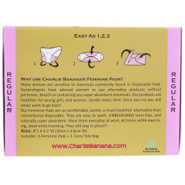 Charlie Banana, Regular Feminine Pads, White, 3 Pads