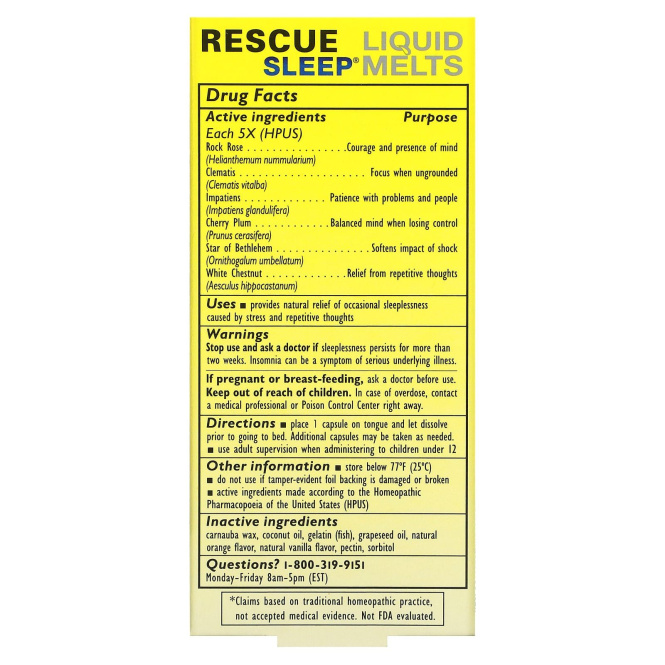 Bach, Натуральное снотворное, 28 капсул