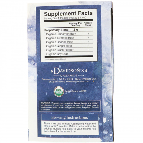 Davidson's Tea, Ayurvedic Infusions, De-Congest, 25 Tea Bags, 1.58 oz (45 g)