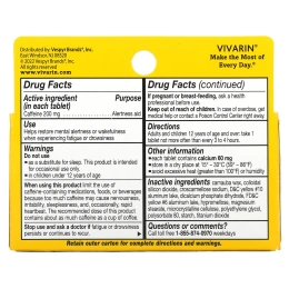 Vivarin, кофеин, добавка для поддержки концентрации внимания, 200 мг, 40 таблеток