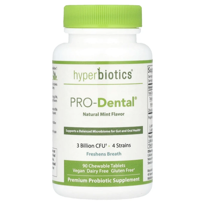 Hyperbiotics, PRO-Dental, натуральный мятный вкус, 90 жевательных таблеток