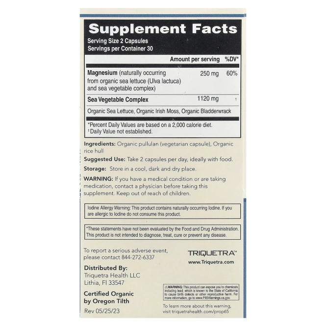 Triquetra Health, растительный магний, 60 капсул