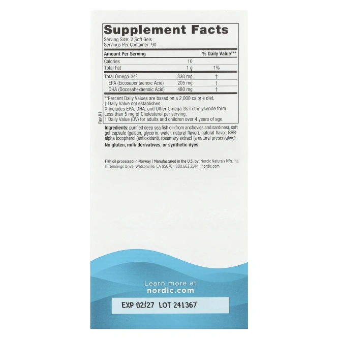 Nordic Naturals, DHA, Клубника, 500 мг, 180 мягких шариков