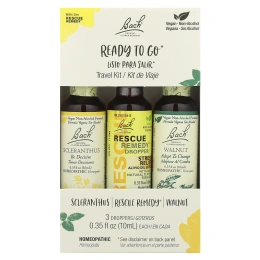 Bach, Original Flower Remedies, дорожный набор, готовый к употреблению, 3 пипетки, 10 мл (0,35 жидк. унц.)