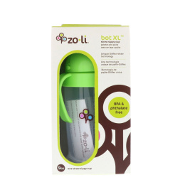 Zoli, Bot XL, кружка-непроливайка с соломинкой, зеленая, 9 унций