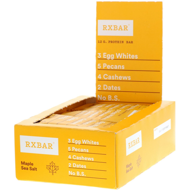 RXBAR, Протеиновые батончики, кленовая соль, 12 батончиков, 52 г (1,83 унции)