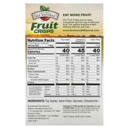 Brothers-All-Natural, Фруктовые чипсы, разнообразная упаковка, 6 пакетиков на одну порцию, 64 г (2,26 унции)