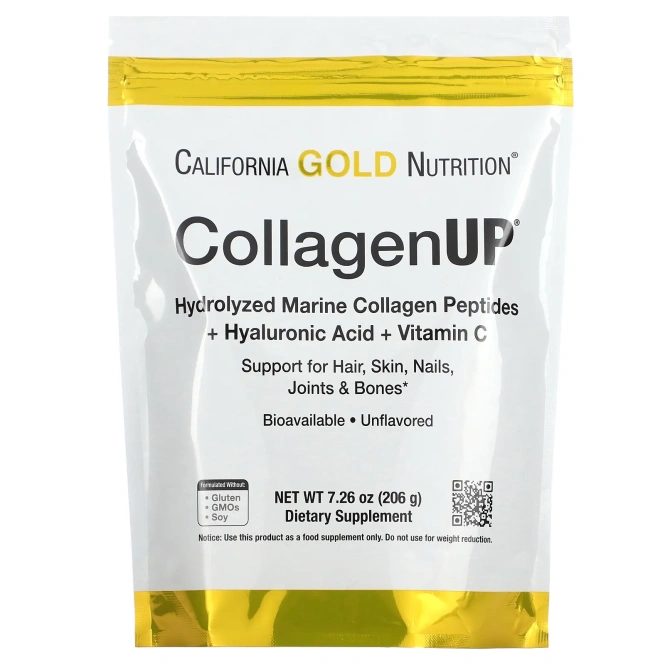 Коллаген California Gold Nutrition UP 5000 пептиды коллагена из морских источников с гиалуроновой кислотой и витамином С, 7,23 унции (205 г)