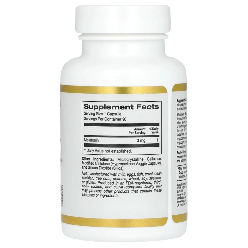 California Gold Nutrition, мелатонин, 3 мг, 90 растительных капсул