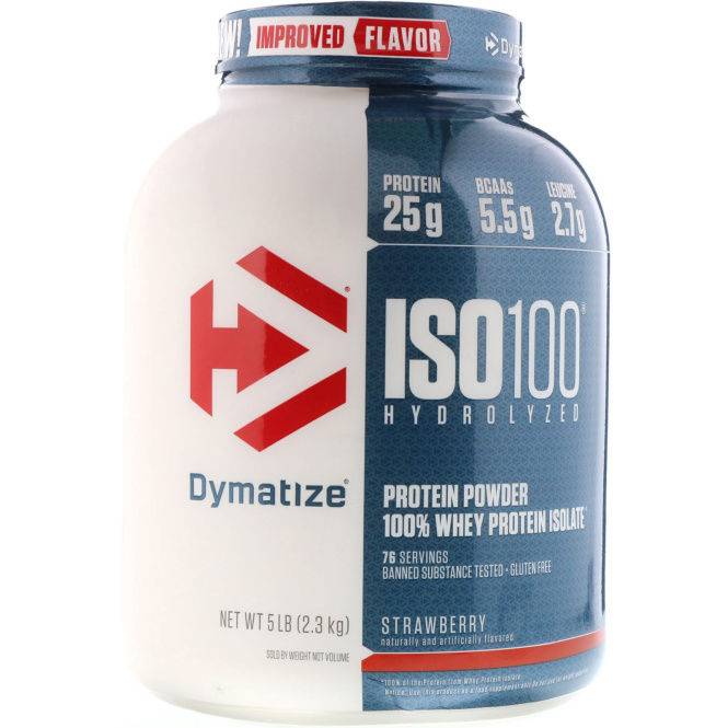 Dymatize Nutrition, ISO100 Hydrolyzed, 100% Whey Protein Isolate, Strawberry, 5 lbs (2.3 kg)