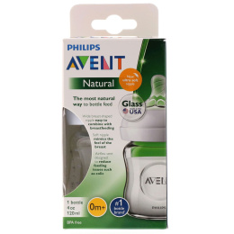 Philips Avent, Natural Glass Bottle, 0 + Months, 1 Bottle, 4 oz (120 ml)