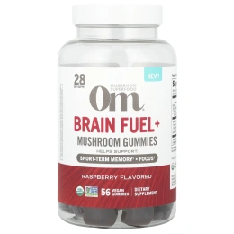 Om Mushrooms, Brain Fuel+, жевательные грибы, со вкусом малины, 56 веганских жевательных таблеток