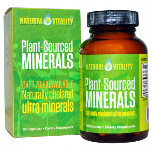 Natural Vitality, Растительные минералы Plant-Sourced Minerals, 60 капсул