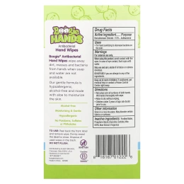 Boogie Wipes, Antibacterial Hand Wipes, Alcohol Free, 3 Packs, 20 Wipes Each