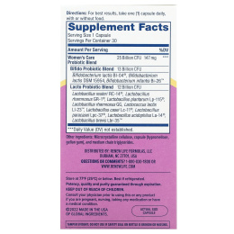 Renew Life, пробиотик для женского здоровья, 25 млрд КОЕ, 30 вегетарианских капсул