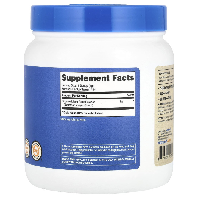 Nutricost, Органический корень маки, без добавок, 454 г (1 фунт)