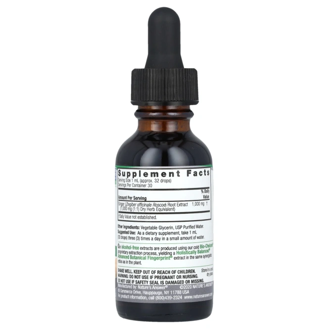 Nature's Answer, Имбирь, без спирта, 1000 мг, 1 жидкая унция (30 мл)